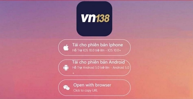 Giao diện tải App VN138